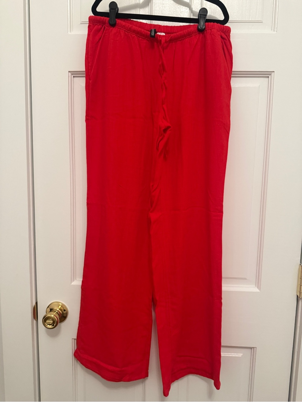 H&M Women's Wide-Leg Pull-On Pants in Red